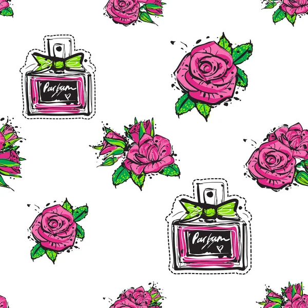 Wzór Róż Perfumy Ilustracja Wektorowa — Wektor stockowy
