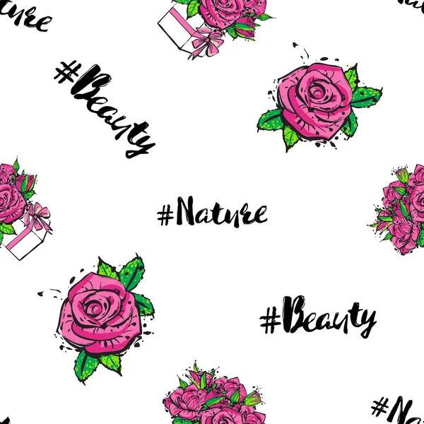 Motif Sans Couture Avec Des Roses Illustration Vectorielle — Image vectorielle