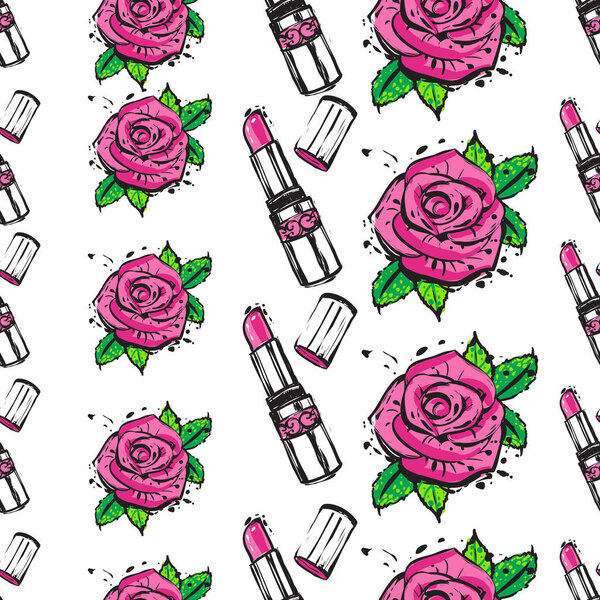 плавный узор с розами. векторная иллюстрация