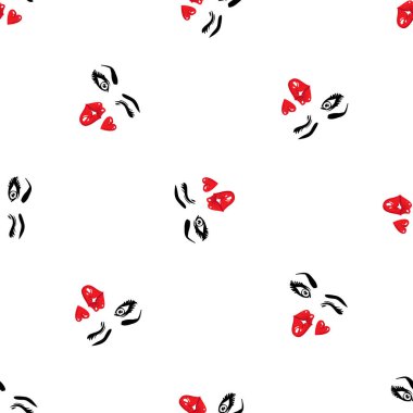 Kadın yüzü seamless modeli. vektör çizim