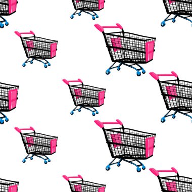 Alışveriş seamless modeli. Vektör çizim