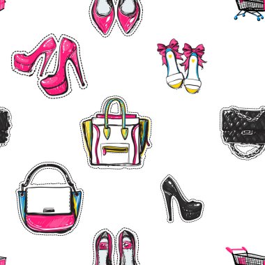 Sorunsuz kadın aksesuarları desen. Vektör çizim