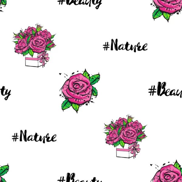 Motif Sans Couture Avec Des Roses Illustration Vectorielle — Image vectorielle