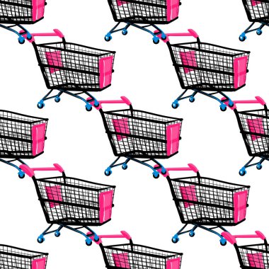 Alışveriş seamless modeli. Vektör çizim
