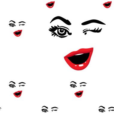 Kadın yüzü seamless modeli. vektör çizim