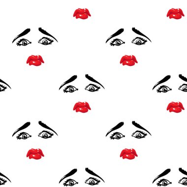 Kadın yüzü seamless modeli. vektör çizim