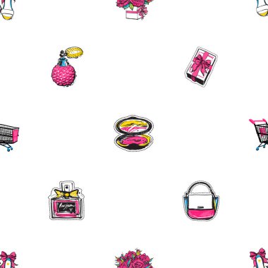 Sorunsuz kadın aksesuarları desen. Vektör çizim