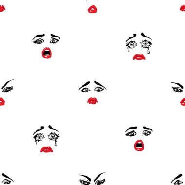 Kadın yüzü seamless modeli. vektör çizim