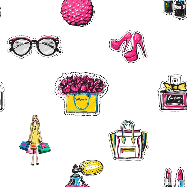 Modèle Accessoires Féminins Sans Couture Illustration Vectorielle — Image vectorielle