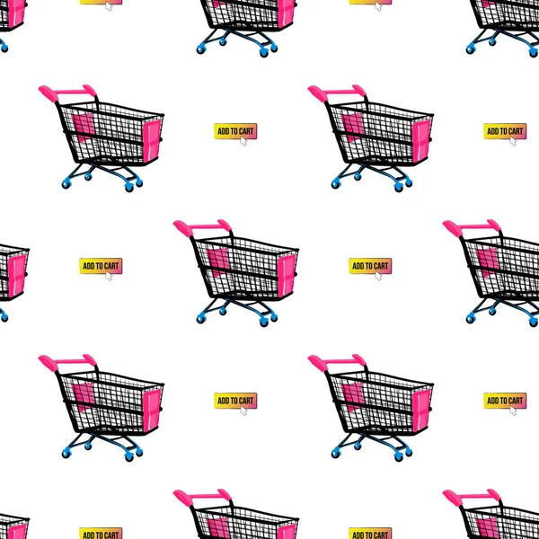 Patrón Compras Sin Costuras Ilustración Vectorial — Vector de stock