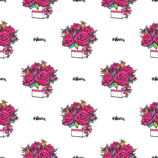 Motif Sans Couture Avec Des Roses Illustration Vectorielle — Image vectorielle