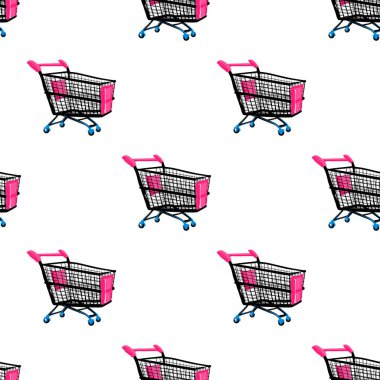 Alışveriş seamless modeli. Vektör çizim