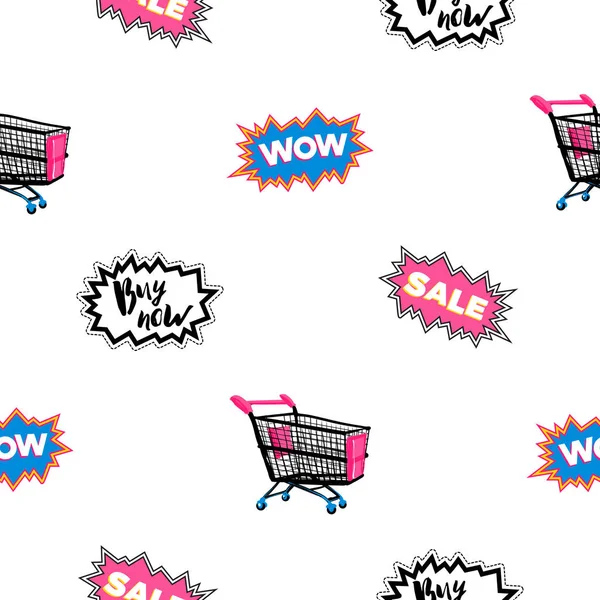 Shopping Motif Sans Couture Illustration Vectorielle — Image vectorielle