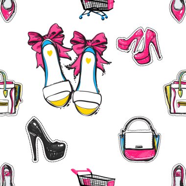 Sorunsuz kadın aksesuarları desen. Vektör çizim