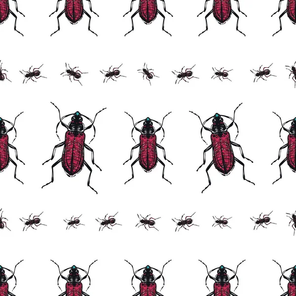 Witte Achtergrond Met Insecten Vectorillustratie — Stockvector
