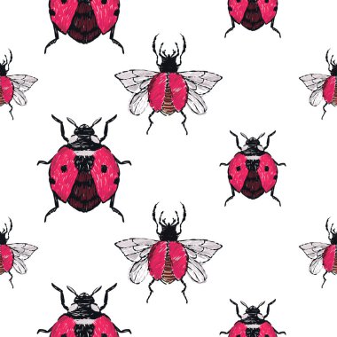 böcekler, vektör çizim ile beyaz arka plan