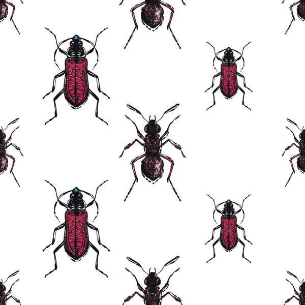 Witte Achtergrond Met Insecten Vectorillustratie — Stockvector