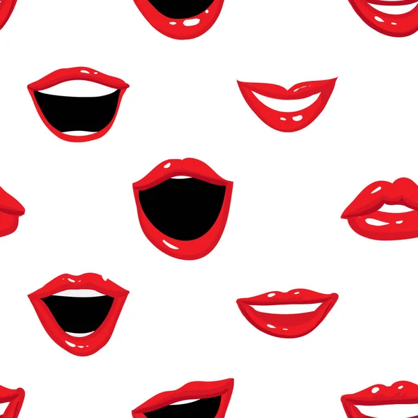 Lippen Nahtloses Muster Vektorillustration — Stockvektor