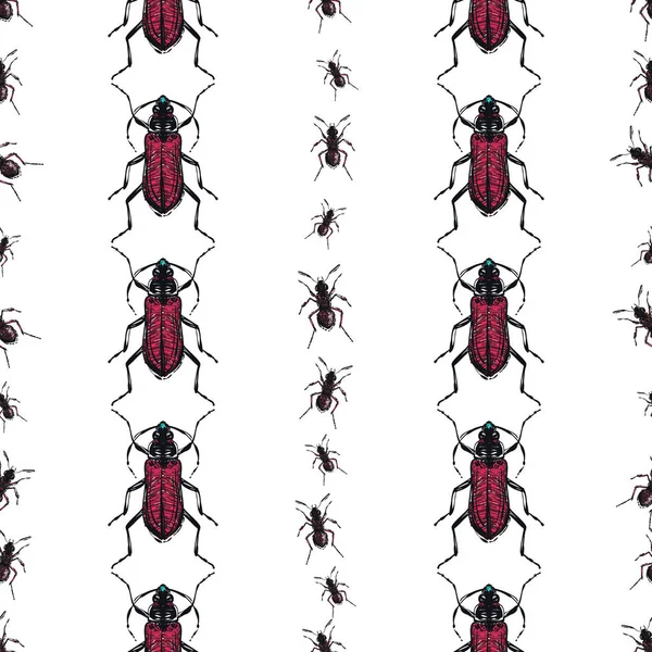 Witte Achtergrond Met Insecten Vectorillustratie — Stockvector