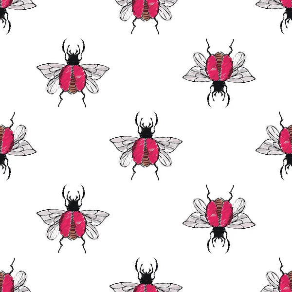 Fondo Blanco Con Insectos Ilustración Vectorial — Vector de stock