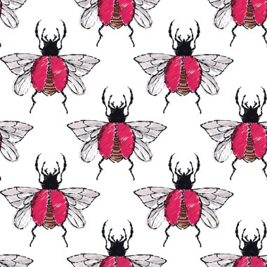 böcekler, vektör çizim ile beyaz arka plan