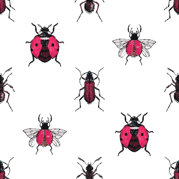 Fond Blanc Avec Insectes Illustration Vectorielle — Image vectorielle