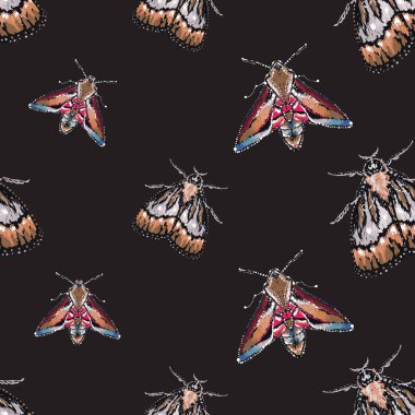 böcekler, vektör çizim ile siyah arka plan