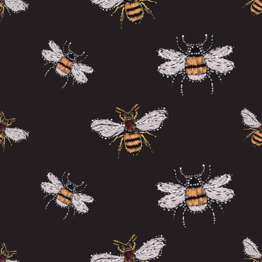 böcekler, vektör çizim ile siyah arka plan