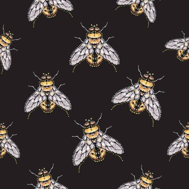 böcekler, vektör çizim ile siyah arka plan