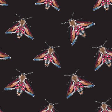 böcekler, vektör çizim ile siyah arka plan