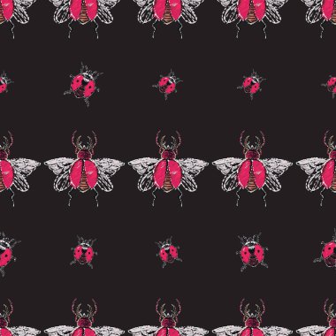 böcekler, vektör çizim ile siyah arka plan