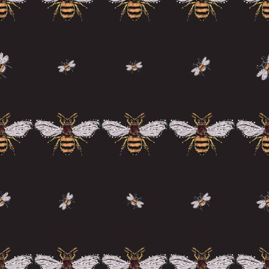 böcekler, vektör çizim ile siyah arka plan