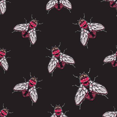 böcekler, vektör çizim ile siyah arka plan