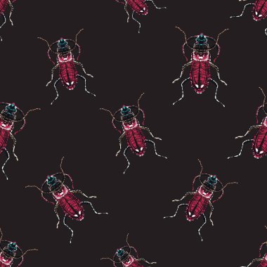 böcekler, vektör çizim ile siyah arka plan