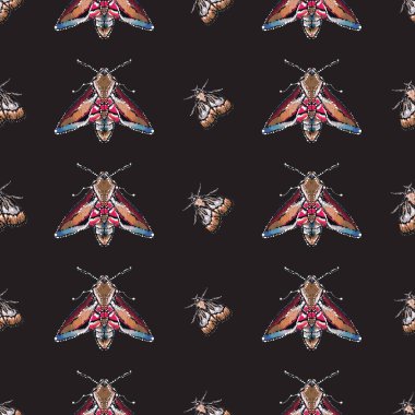 böcekler, vektör çizim ile siyah arka plan