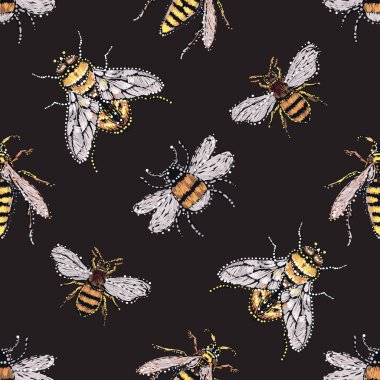 böcekler, vektör çizim ile siyah arka plan