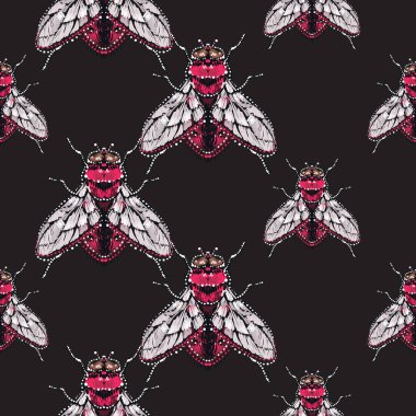 böcekler, vektör çizim ile siyah arka plan