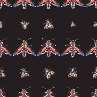 böcekler, vektör çizim ile siyah arka plan