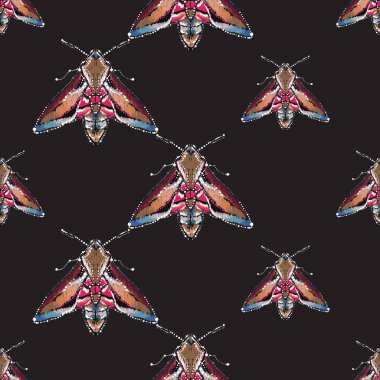 böcekler, vektör çizim ile siyah arka plan