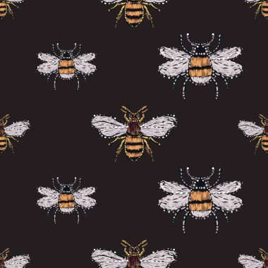 böcekler, vektör çizim ile siyah arka plan