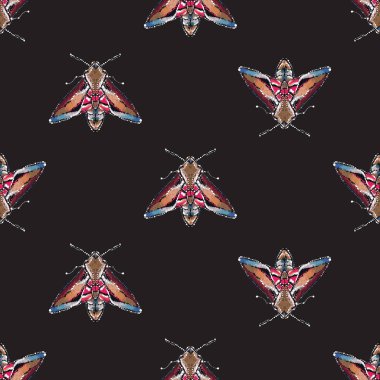 böcekler, vektör çizim ile siyah arka plan