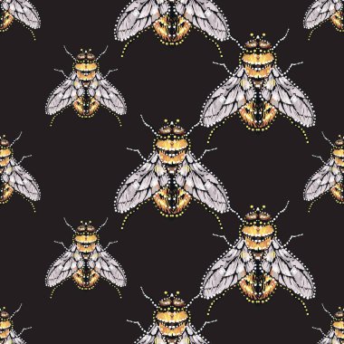 böcekler, vektör çizim ile siyah arka plan