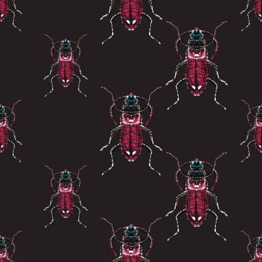 böcekler, vektör çizim ile siyah arka plan