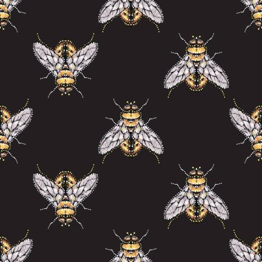 böcekler, vektör çizim ile siyah arka plan