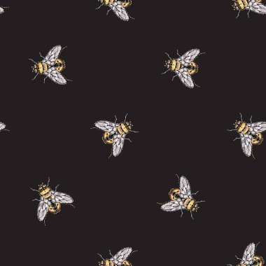 böcekler, vektör çizim ile siyah arka plan