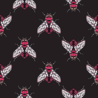 böcekler, vektör çizim ile siyah arka plan