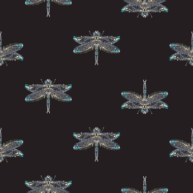 böcekler, vektör çizim ile siyah arka plan