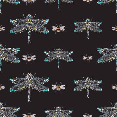 böcekler, vektör çizim ile siyah arka plan