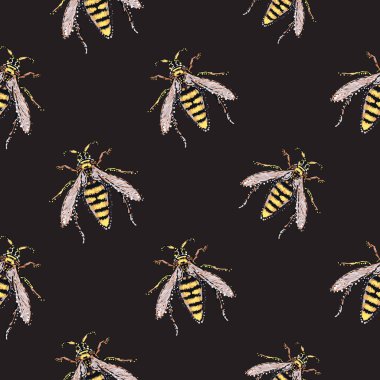 böcekler, vektör çizim ile siyah arka plan