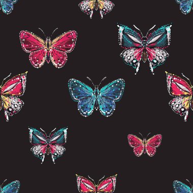 böcekler, vektör çizim ile siyah arka plan